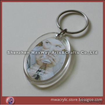 Decent clear promotion vacant oblong acrylic/PMMA key chain which customer can insert picture self